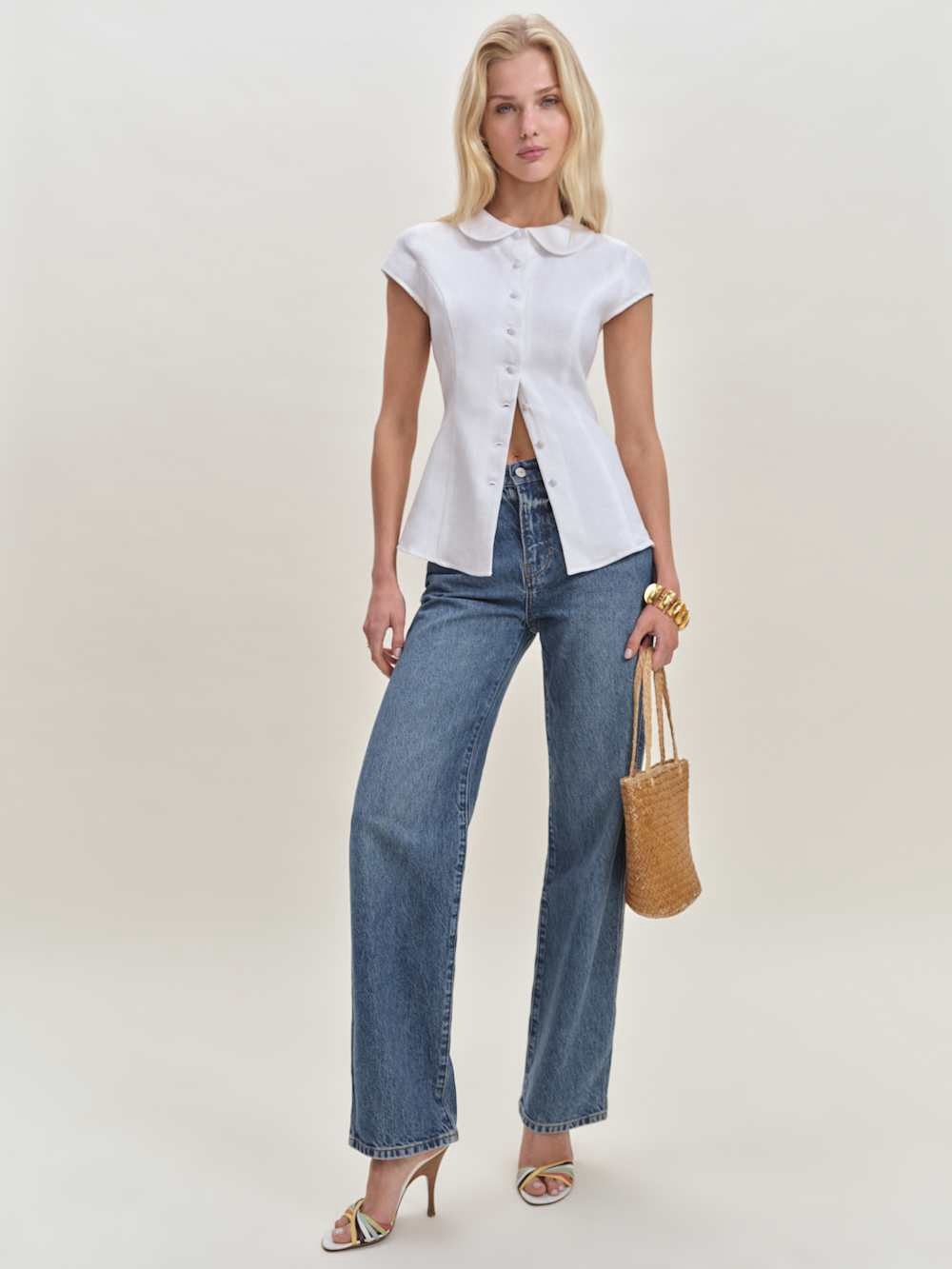 Reformation Molly Linen Shirt In White, BRAND NEW WITHOUT TAGS, NEVER WORN. - Picture 4 of 14